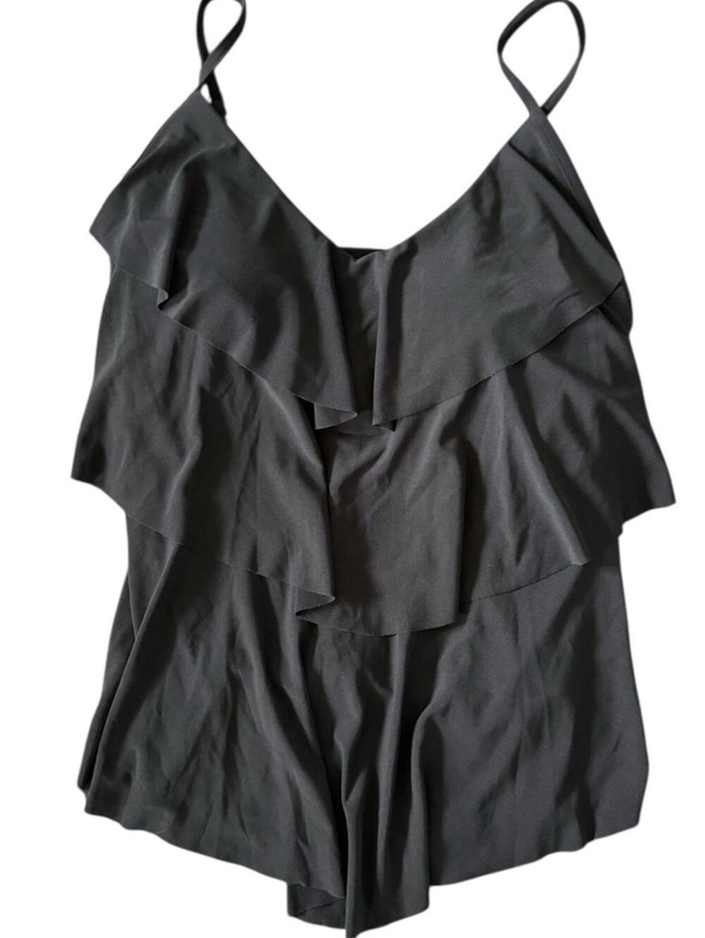 Aqua Green Black Ruffle Tankini Top โ Swimsuit